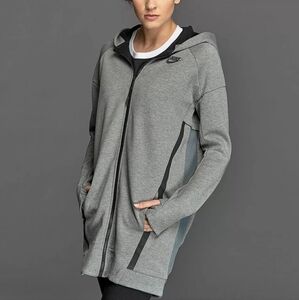 NIKE Tech Fleece Mesh Cocoon Gray Black Running Activewear Zip Jacket Womens S